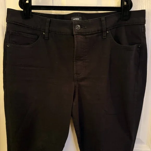 Express Black Skinny Jeans Denim Size 12s / 12 Short Mid Rise - Picture 3 of 8